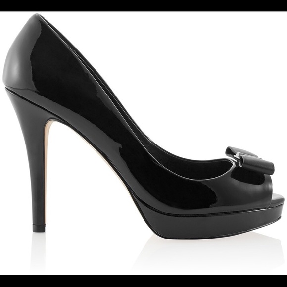 White House Black Market Shoes - White House Black Market PeepToe Black Patent Heel
